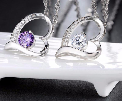 Love Heart Shape Silver Necklace
